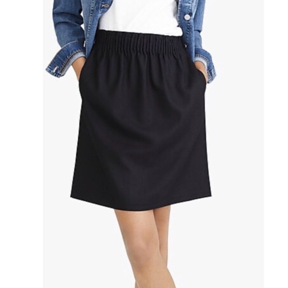 J. Crew Sidewalk Skirt - Women's Black Wool Blend With Pockets Size 10